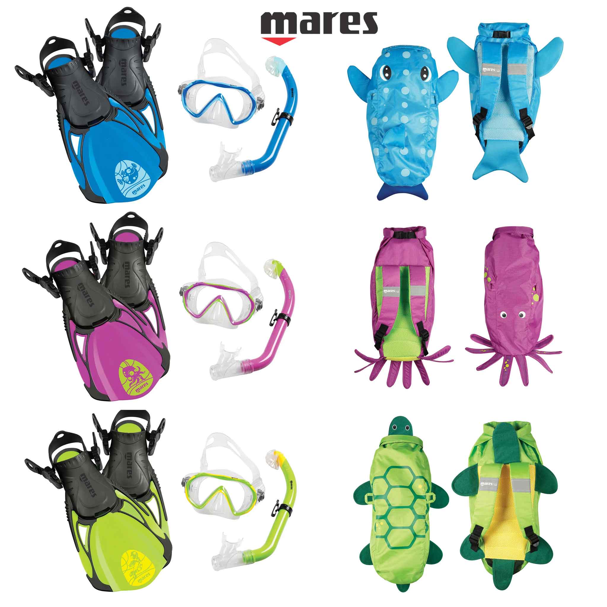 Mares Sea Pals Kids Snorkelling Set Dry Back Pack (4-10yr) 2026 Model
