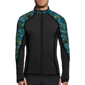 Spacefish Army Men’s Full Zip Hammerhead Hibiscus Rash Guard