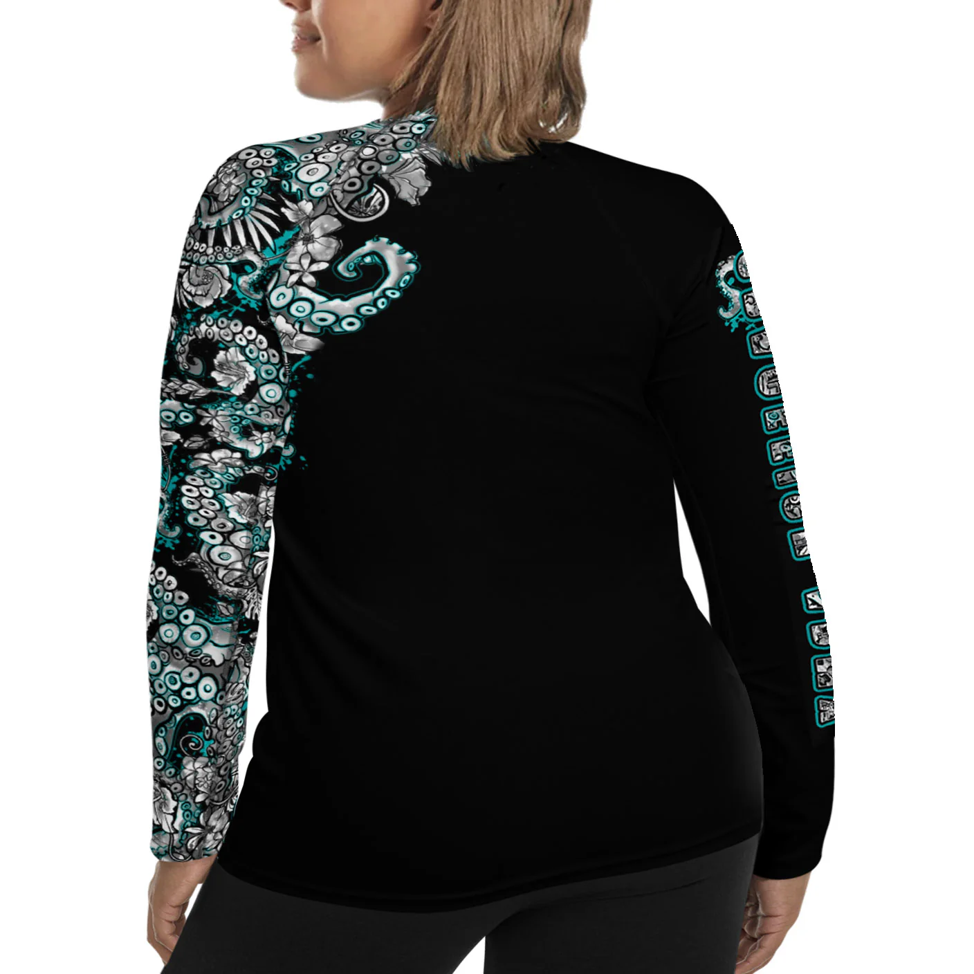 Spacefish Army Plus Size Electric Blue Octofloral Rash Guard Size: 2X Plus - Image 2